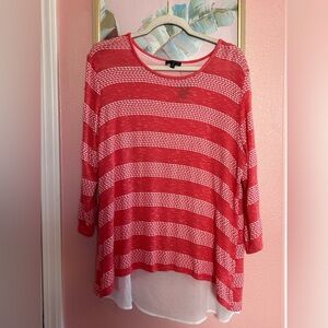 The limited flowy nautical layered sheer hem 3/4 sleeve coastal  tunic NWT XL